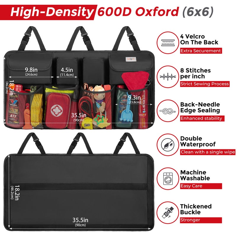 SURDOCA Car Trunk Organizer, LARGE CAPACITY Car Storage Bag with 8 Pockets, 7X Upgraded Trunk Storage Organizer for Car, SUV, Truck, MPV - Image 4