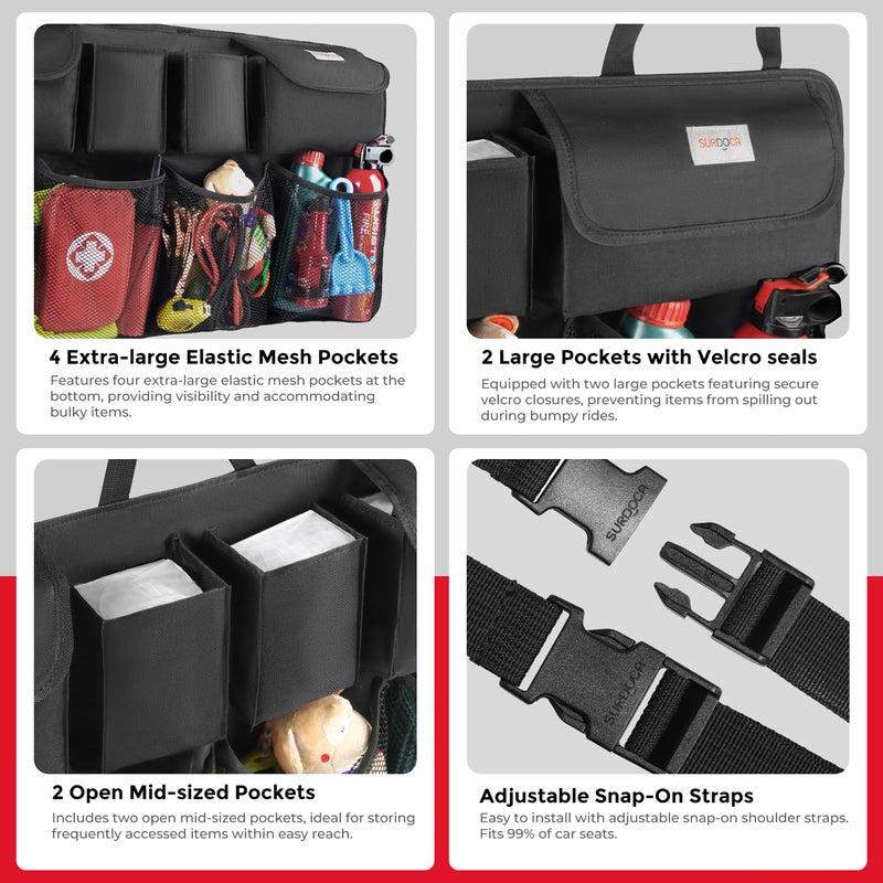 SURDOCA Car Trunk Organizer, LARGE CAPACITY Car Storage Bag with 8 Pockets, 7X Upgraded Trunk Storage Organizer for Car, SUV, Truck, MPV - Image 3
