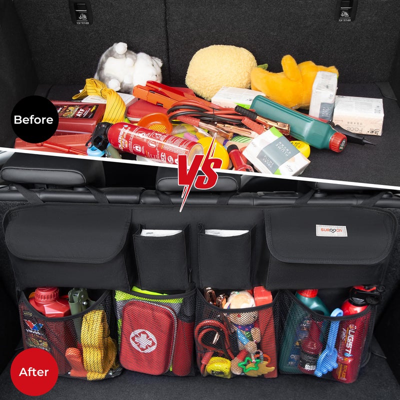 SURDOCA Car Trunk Organizer, LARGE CAPACITY Car Storage Bag with 8 Pockets, 7X Upgraded Trunk Storage Organizer for Car, SUV, Truck, MPV - Image 2