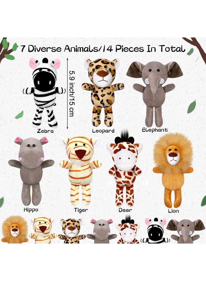 Elcoho 14 Pieces Safari Mini Jungle Animal Plush Toys Small Stuffed Forest Animals Plush Toys 5.9 Inch Keychain Decorations for Animal Themed Parties Goody Bags Filler Favors (Standing) - Image 3