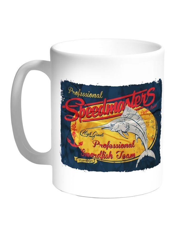 RYN A Swordfish Printed Coffee Mug White/Red/Yellow 11ounce
