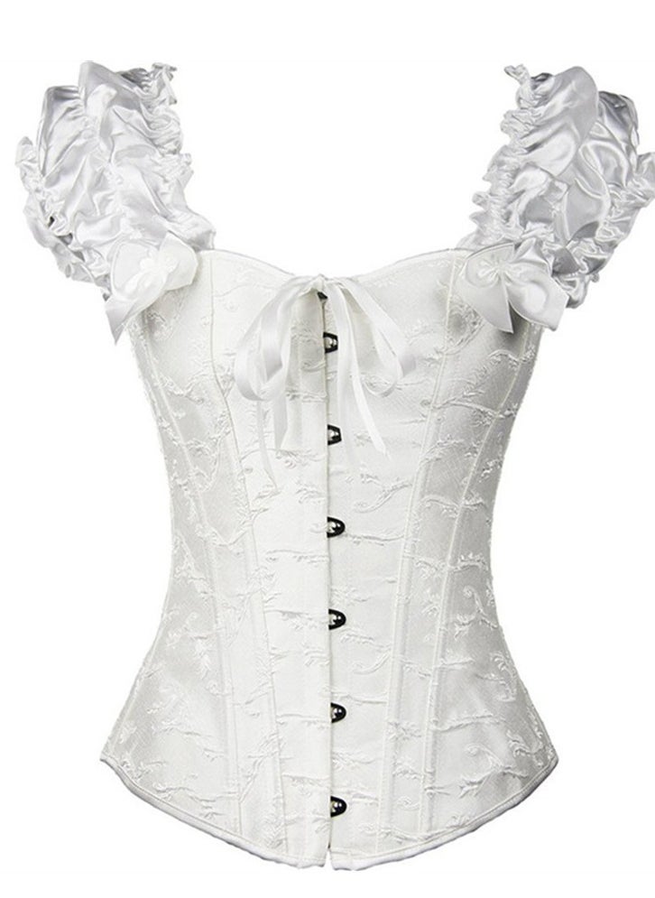 Loquat Double Shoulder Steel Bone Corset White  - Image 1