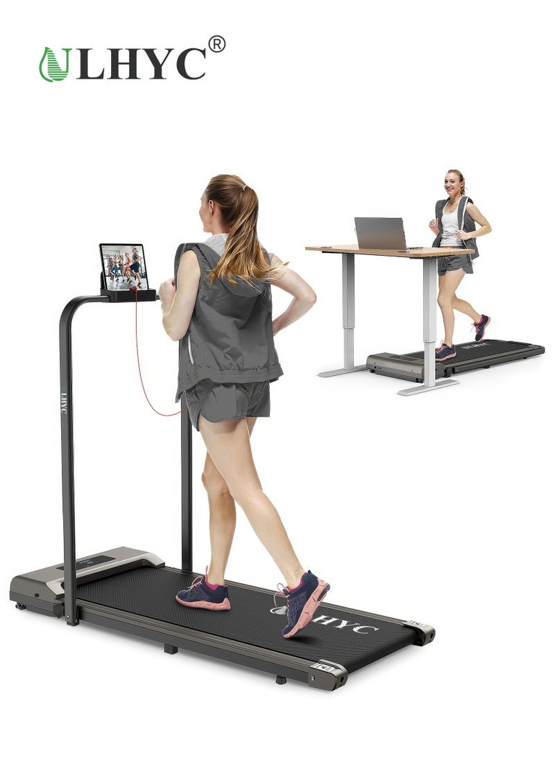 ULHYC Foldable Walking Pad Treadmill, 6.2MPH Under Desk with Handle Bar for Office Home, 2.5HP Running Machine with Remote Control, Safety Lock, 300LBS Weight Capacity  - Image 1