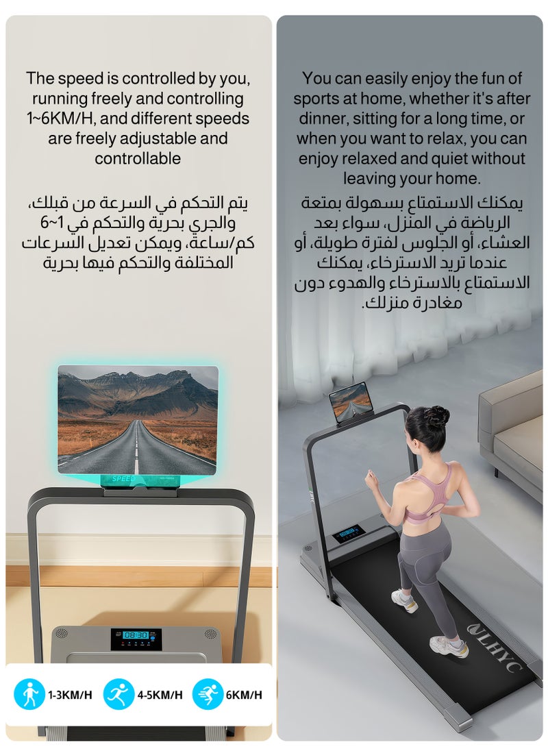 ULHYC Foldable Walking Pad Treadmill, 6.2MPH Under Desk with Handle Bar for Office Home, 2.5HP Running Machine with Remote Control, Safety Lock, 300LBS Weight Capacity  - Image 3