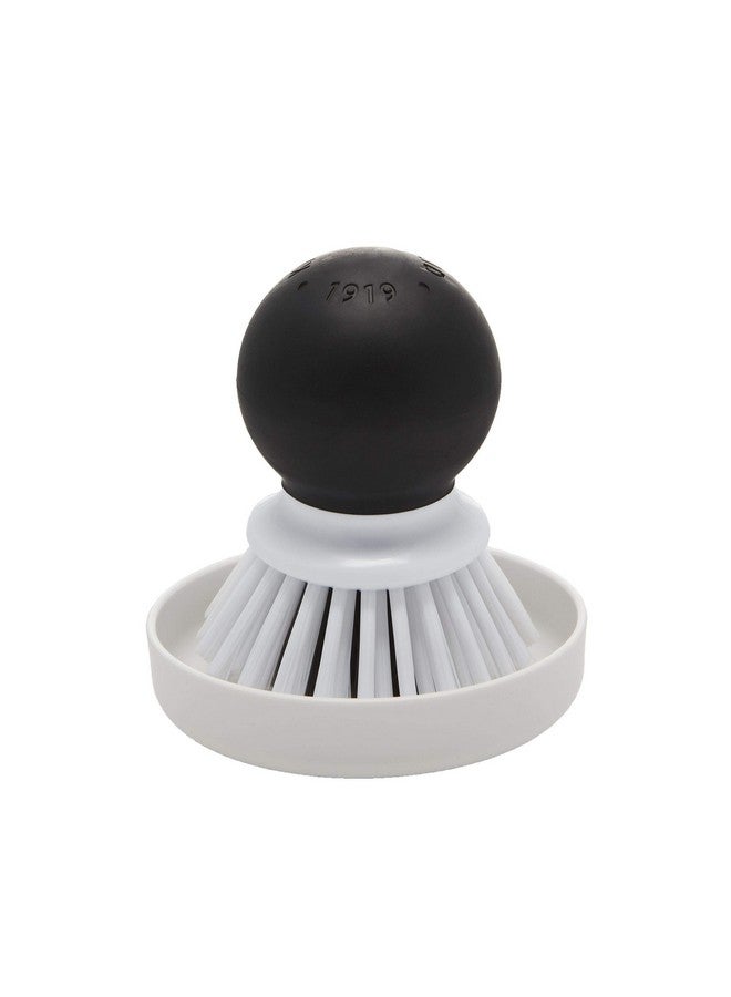 KitchenAid Palm Brush With Dish Tray to Keep Countertops Dry and Clean, Durable Nylon Bristles for Tough Cleaning, Dishwasher Safe, 2-Piece, Black - Image 1