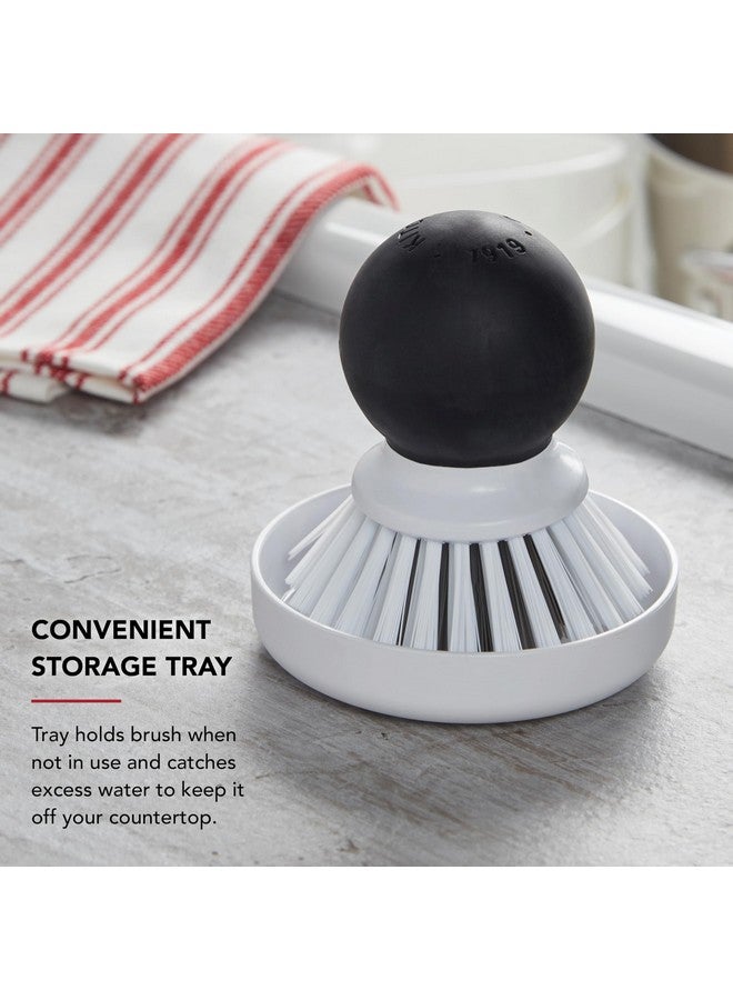 KitchenAid Palm Brush With Dish Tray to Keep Countertops Dry and Clean, Durable Nylon Bristles for Tough Cleaning, Dishwasher Safe, 2-Piece, Black - Image 4