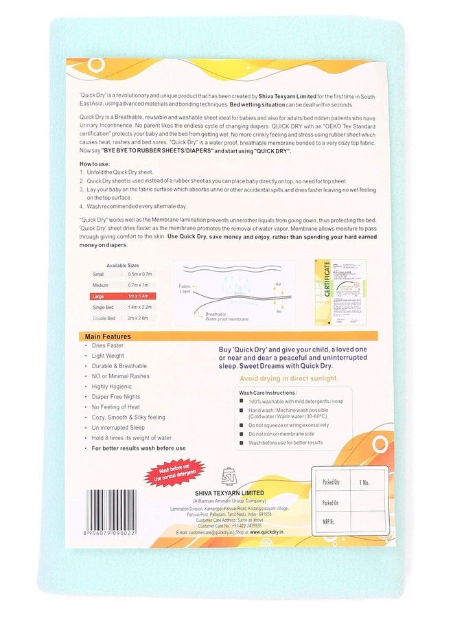 Quick Dry Baby Bed Protector (Small, Sea Green) - Image 4