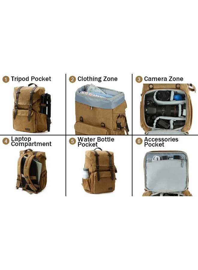 Bagsmart  BAGSMART Khaki Photo Series/ Photo Camera Backpack  | Best Price UAE