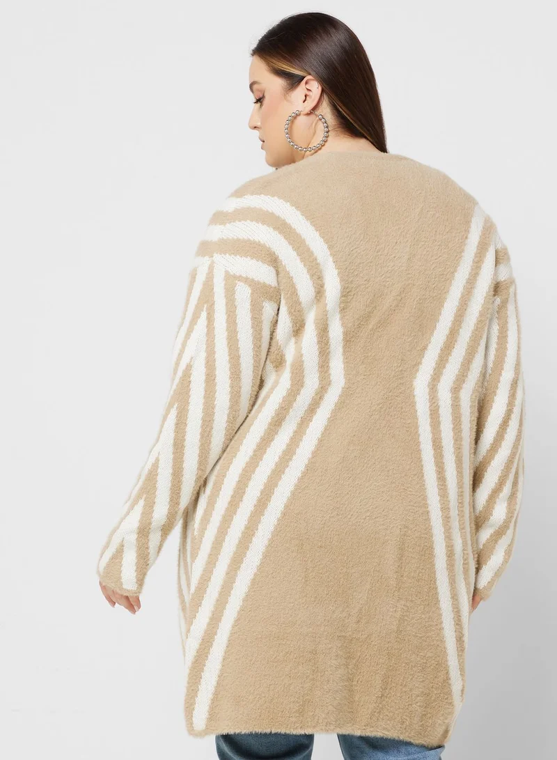 Ginger Plus Printed Longline Cardigan