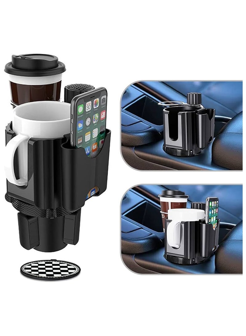 MOB - Multifunctional 360° Adjustable Car Cup Holder Expander Adapter Organizer With Mobile Phone Holder, Black 1PC - Image 2