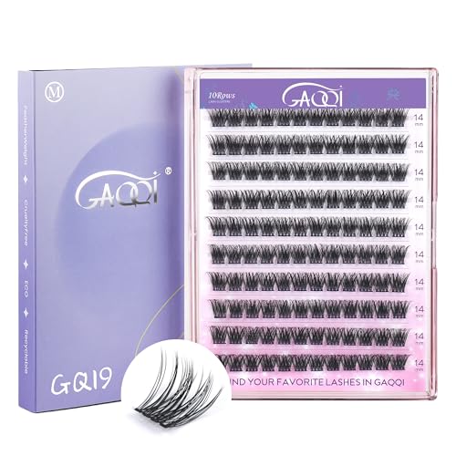 GAQQI Lash Clusters Individual Lashes D Curve DIY Lash Extension 14mm False Eyelash Clusters 120 PCS Natural Wispy Cluster Lash Wisps GQ19D14mm - Image 1