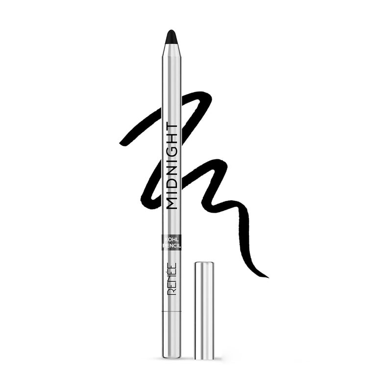 RENEE Midnight Kohl Pencil Smudgeproof And Waterproof Matte Kajal 24 Hrs Long Stay Darkest Black One Swipe Application Rich Color Payoff Vitamin EOlive Oil And Castor Oil15 GmPack Of 3 - Image 1