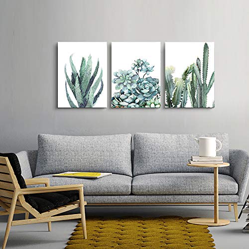 TTHYUEWS Canvas Wall Art for living room bathroom Wall Decor for bedroom kitchen artwork Canvas Prints green plant flowers painting 16" x 24" 3 Pieces Modern framed office Home decorations family picture - Image 5