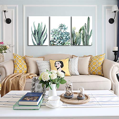 TTHYUEWS Canvas Wall Art for living room bathroom Wall Decor for bedroom kitchen artwork Canvas Prints green plant flowers painting 16" x 24" 3 Pieces Modern framed office Home decorations family picture - Image 2