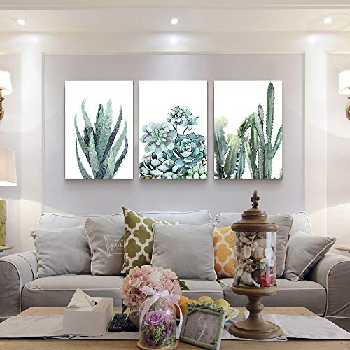 TTHYUEWS Canvas Wall Art for living room bathroom Wall Decor for bedroom kitchen artwork Canvas Prints green plant flowers painting 16" x 24" 3 Pieces Modern framed office Home decorations family picture - Image 3