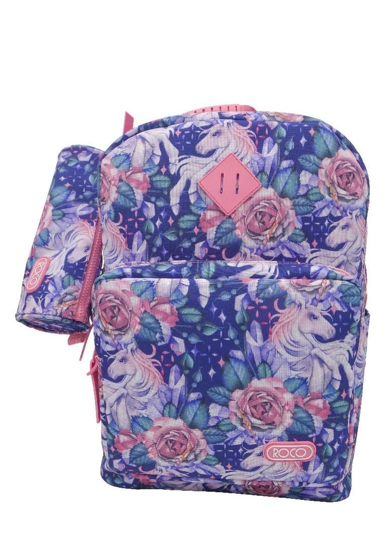 روكو حقيبة ظهر يونيكورن مع ملحقات لجهاز مقاس 15.6 بوصة، أبيض/أزرق