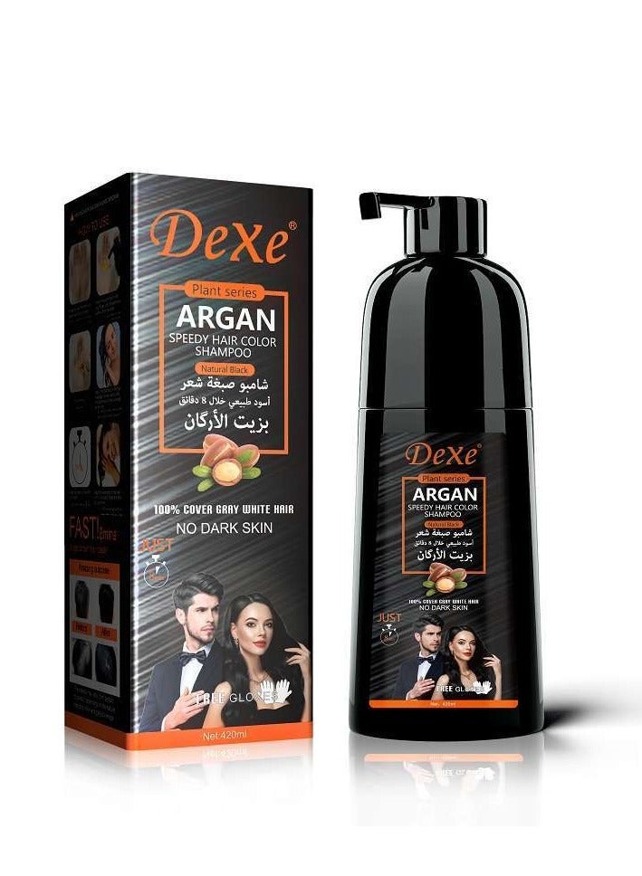 Dexe Argan Speedy Hair Color Shampoo Natural Black 
