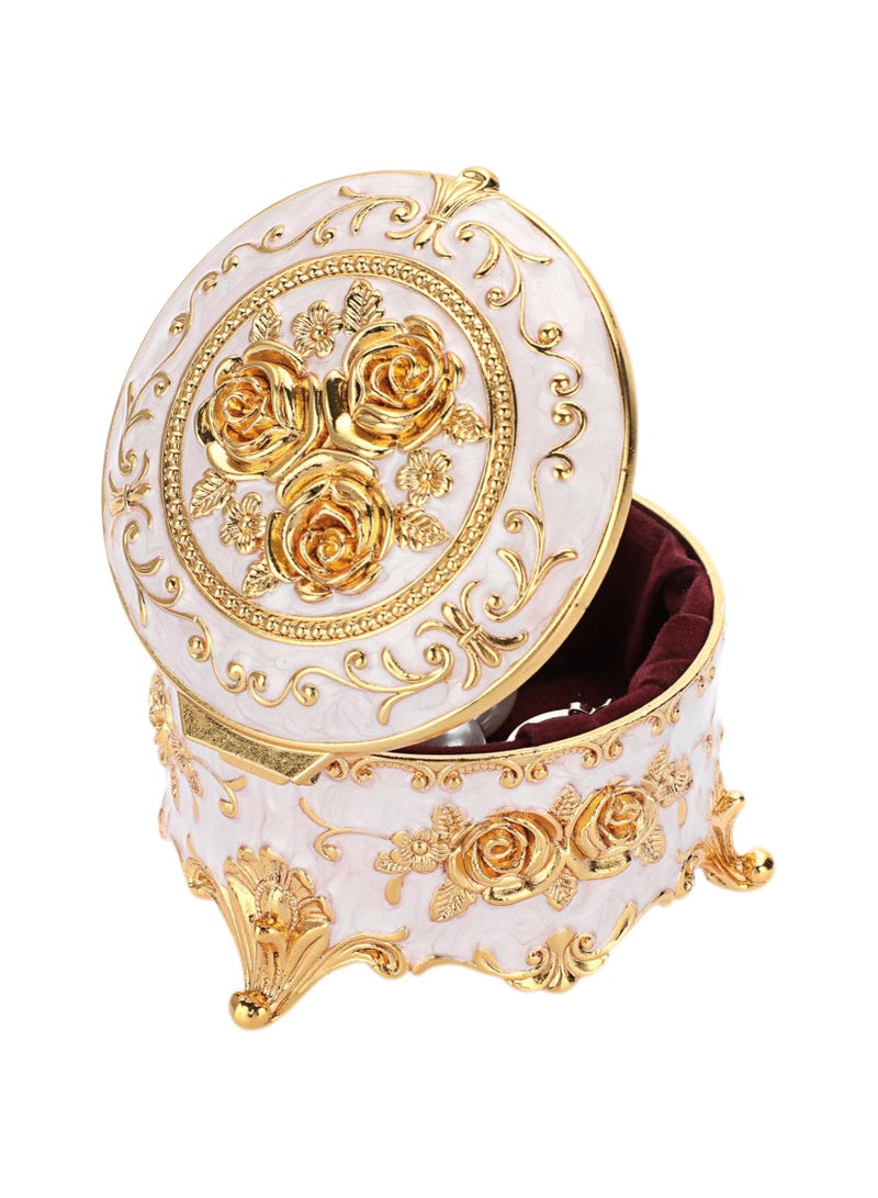 Jolley Antique Metal Jewelry Boxes Rings Earrings Treasure Chest Trinket Boxes Round Jewelry Display Boxes Necklace Organizer Wedding Birthday Gifts Home Decor 3x3x2.4 inch  - Image 4