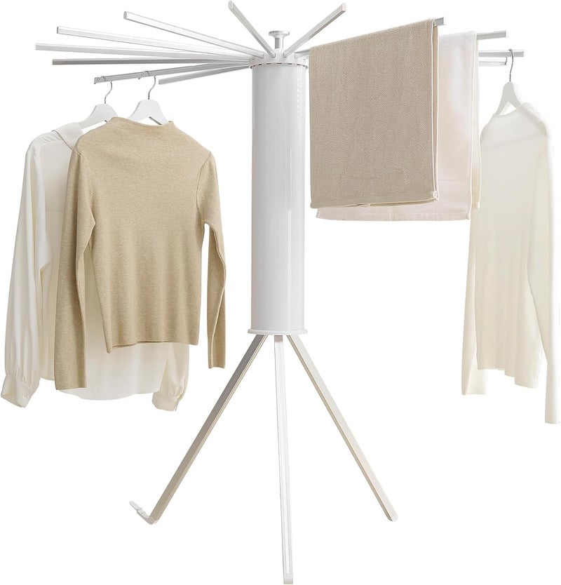 RFOUO Clothes Drying Rack Tripod Aluminum-16rods,Portable Foldable Drying Rack,Drying Rack Clothing for Laundry Bedroom Household - Image 1
