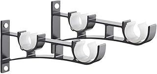 Gudui Double Curtain Rod Bracket, Double Holes Curtain Rod Hooks Heavy Duty Curtain Rod Holder Brackets for Wall - Image 1