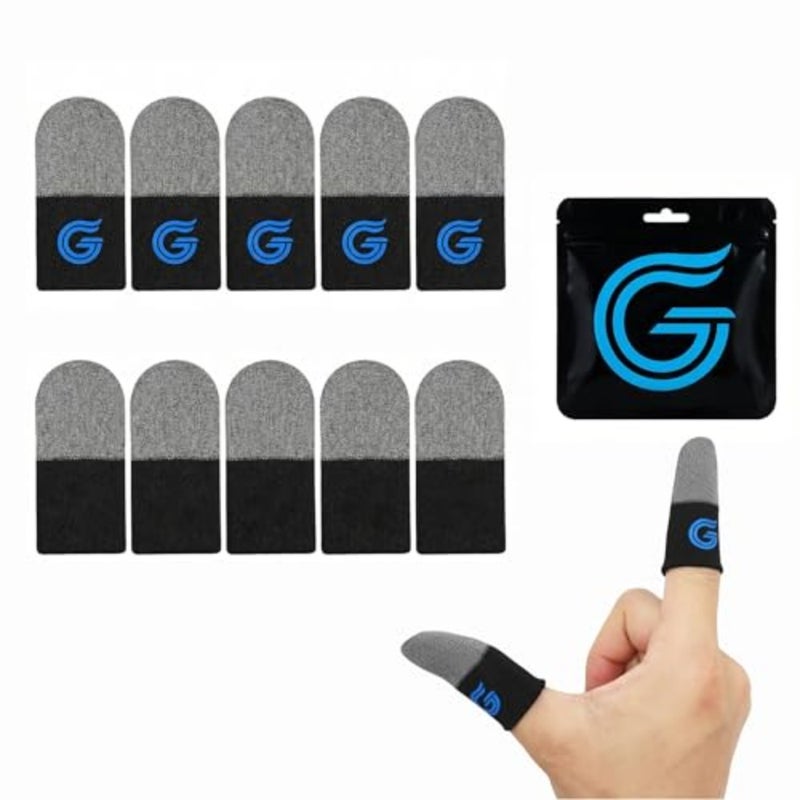 10-Pack Mobile Gaming Finger Sleeves, 0.15mm Ultra-Thin Nano Silver Fiber Material, Designed for Sweaty Hands, High-Sensitivity Touchscreen Finger Sleeves for PUBG/COD Mobile/FPS Games - Image 1