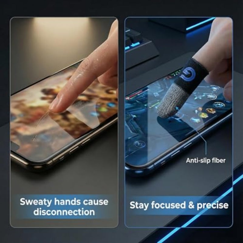 10-Pack Mobile Gaming Finger Sleeves, 0.15mm Ultra-Thin Nano Silver Fiber Material, Designed for Sweaty Hands, High-Sensitivity Touchscreen Finger Sleeves for PUBG/COD Mobile/FPS Games - Image 5