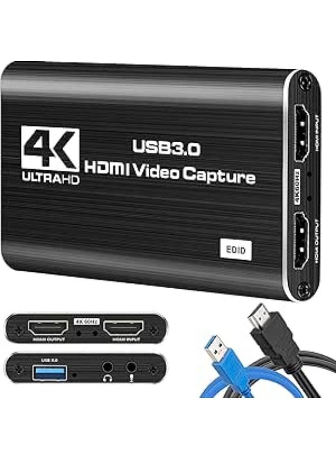 4K Video Capture Card, USB 3.0 1080P 60FPS Video and Audio Capture, Portable Video Converter for PS4, Xbox for Live Streaming, Broadcasting, and Teaching - Image 1