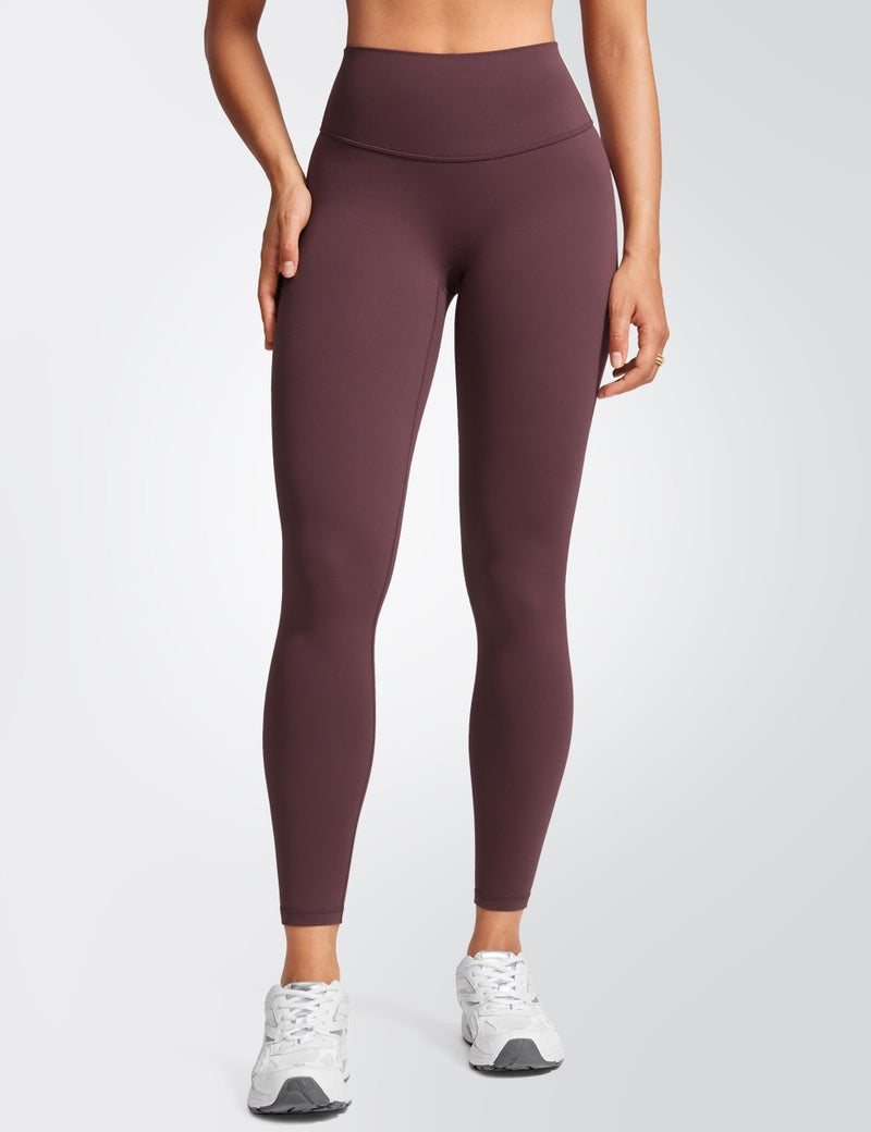INGIA Womens High Waist No Front Seam Scrunch Butt Leggings Workouts 25 Inches V-Back Scrunch Booty Gym Yoga Pants Plumbrown XX-Small - Image 2