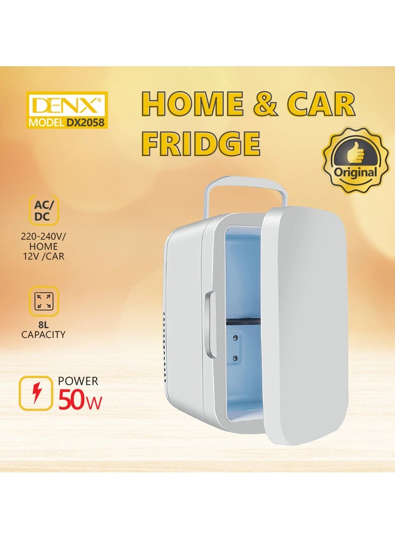دينكس ثلاجة صغيرة مناسبة للمنزل و للسيارة لحفظ الأطعمة والمشروبات الساخنة والباردة 8لتر بقدرة 50 وات لون أبيض - Image 2