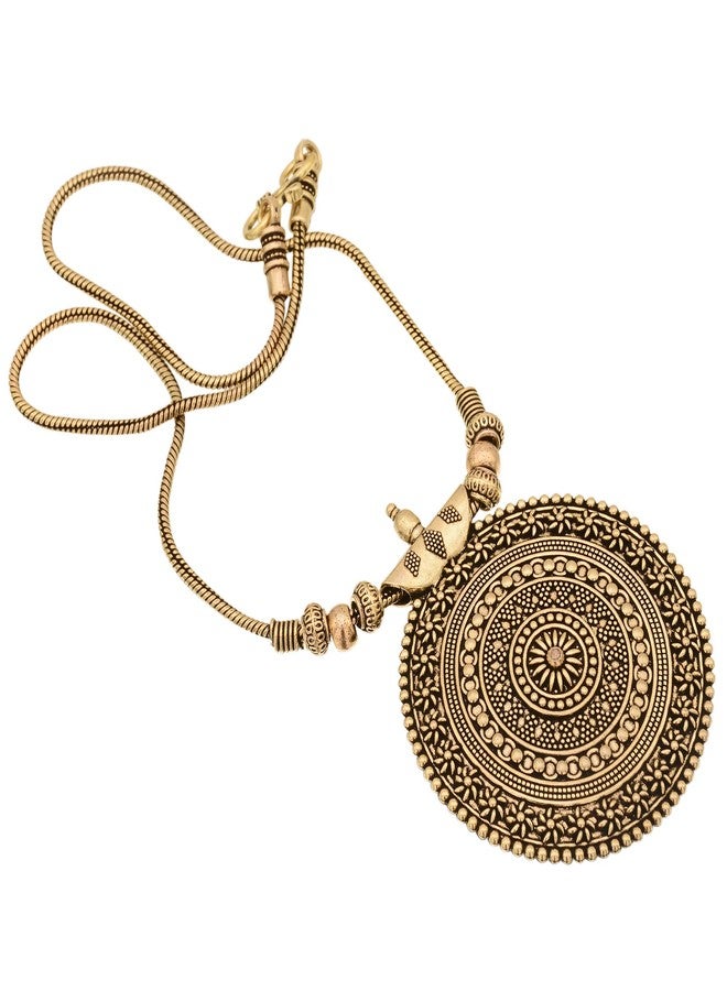 Sasitrends Brass Oxidised German Silver Pendant Necklace for Women (Gold)