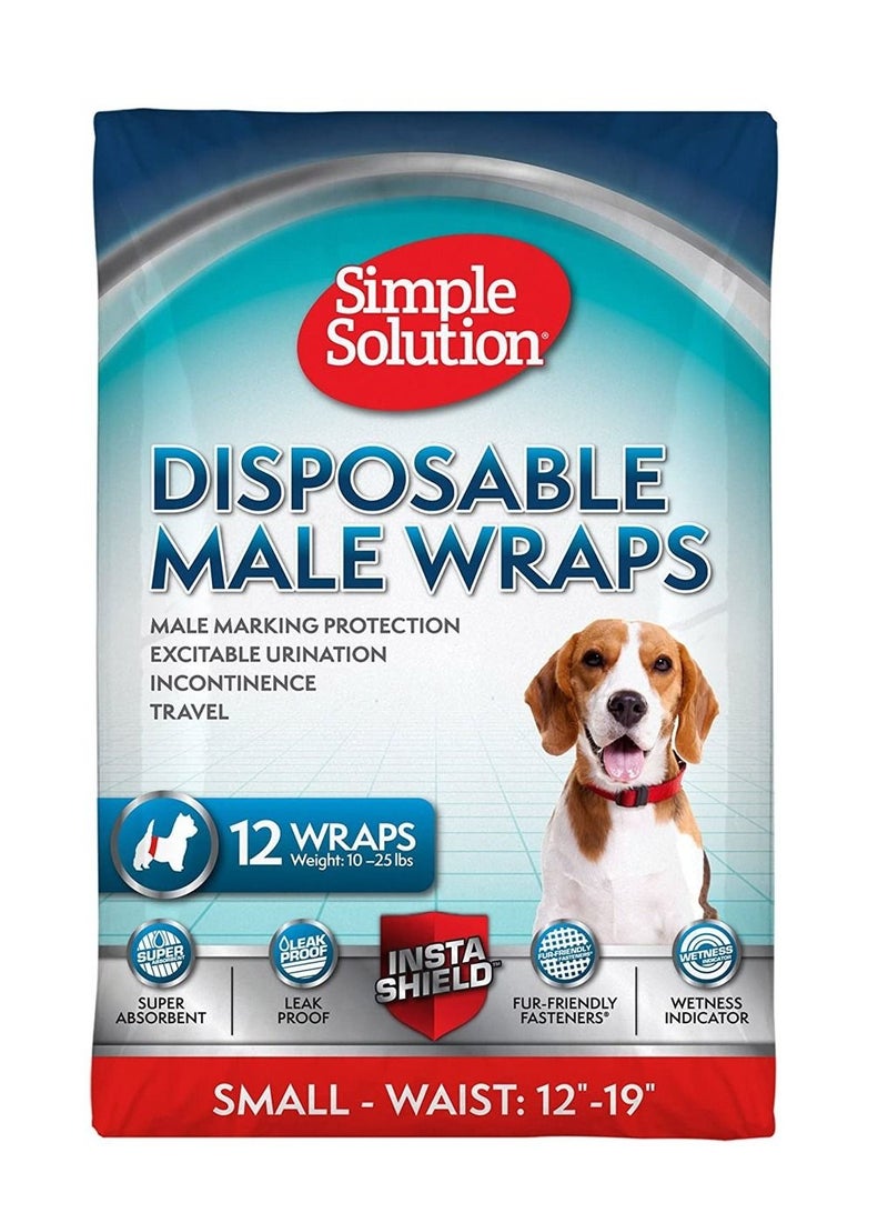 Simple Solution Small Disposable Male Dog Wraps 12Pc - Image 1
