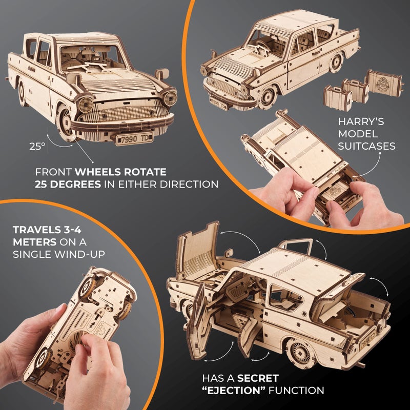 UGEARS Wooden 3D Puzzles for Adults - Flying Ford Anglia Harry Potter Puzzle 3D â€“ Harry Potter Flying Car Building Kits for Adults DIY Model Kit with Spring Drive 244 Pcs - Image 4