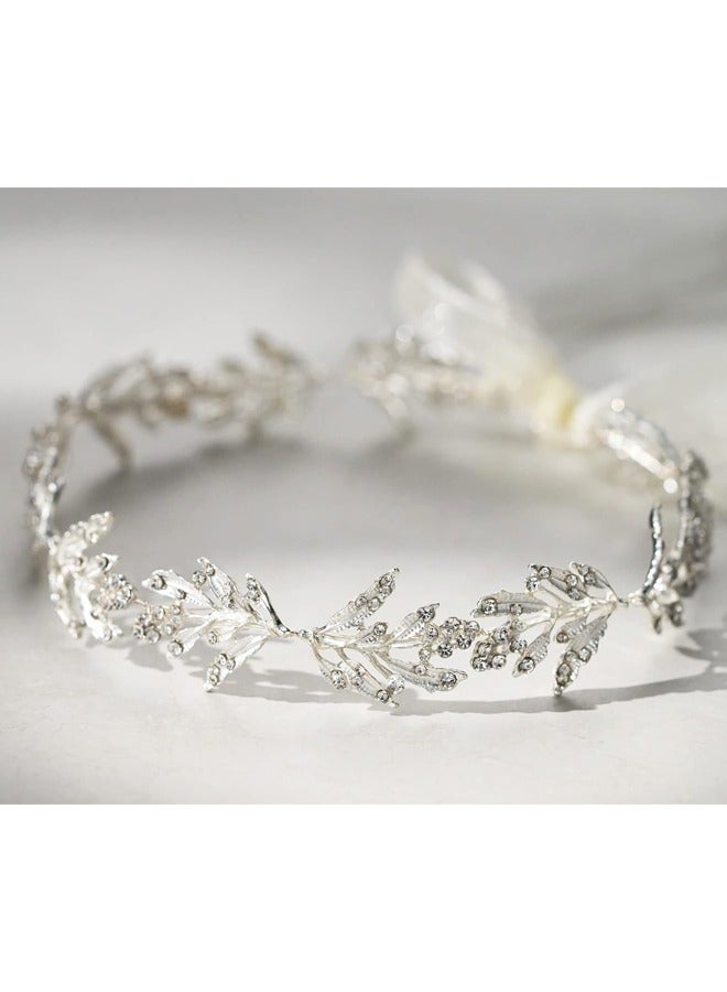 Leaf Wedding Headpieces for Bride Silver Bridal Headband Flower Girl Headpiece Handmade Wedding Hair Accessories - Image 2