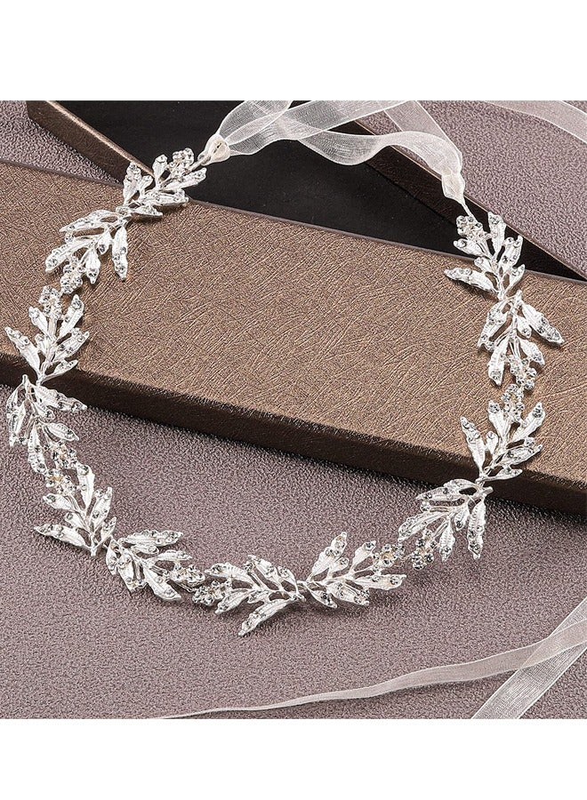 Leaf Wedding Headpieces for Bride Silver Bridal Headband Flower Girl Headpiece Handmade Wedding Hair Accessories - Image 3