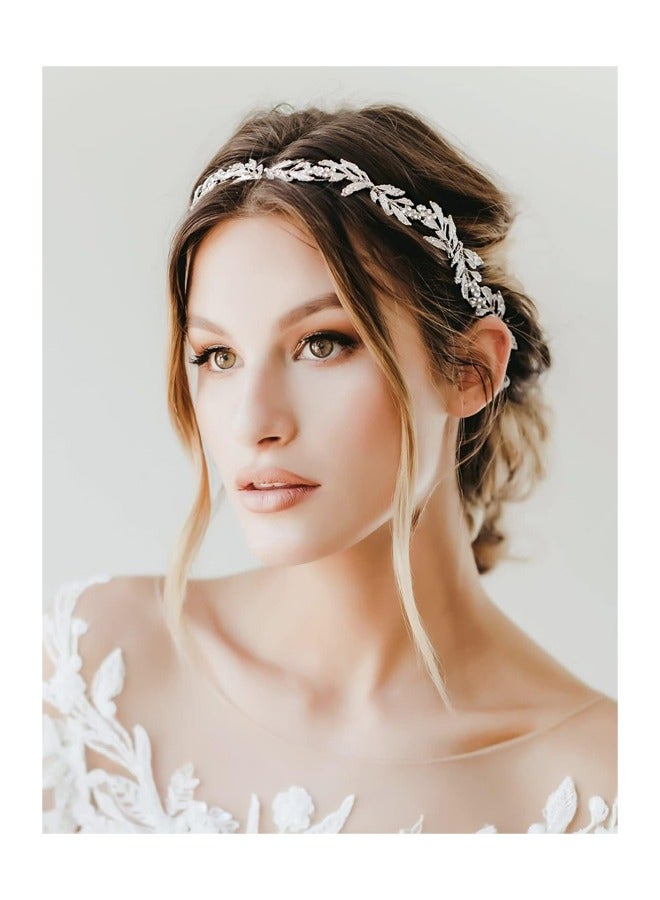 Leaf Wedding Headpieces for Bride Silver Bridal Headband Flower Girl Headpiece Handmade Wedding Hair Accessories - Image 4