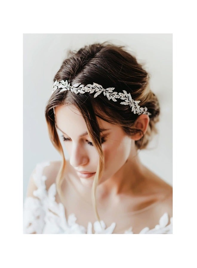 Leaf Wedding Headpieces for Bride Silver Bridal Headband Flower Girl Headpiece Handmade Wedding Hair Accessories - Image 5