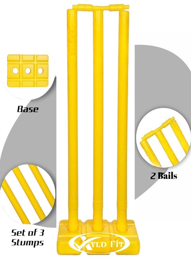 Encanto Xylofit Premium Cricket Wicket Set l Heavy Duty Plastic l Standard Size l 3 Stumps+2 Bails+1 Stand Set l Professional Quality for Cricket Ground, Match, and Tournament - Image 4