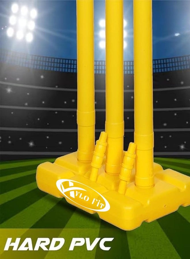 Encanto Xylofit Premium Cricket Wicket Set l Heavy Duty Plastic l Standard Size l 3 Stumps+2 Bails+1 Stand Set l Professional Quality for Cricket Ground, Match, and Tournament - Image 3