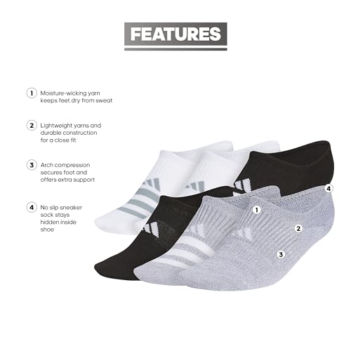 adidas Women's Superlite 3.0 6-Pack Super No Show, Athletic Socks, Invisible Ultra Low-Profile, Cushion & Arch Compression - Image 2