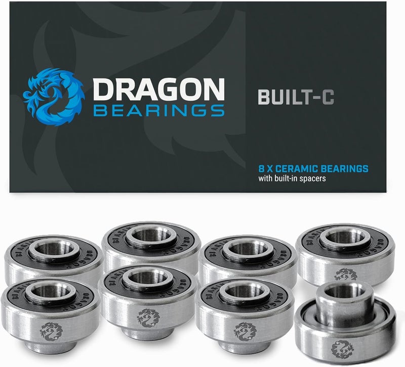 fireball Dragon Skateboard Bearings Set 8 Pack - Fast 608 Longboard Bearings Set for Skateboards Inline & Roller Skates - Bearings for Skateboarding Guaranteed for Life - Image 1