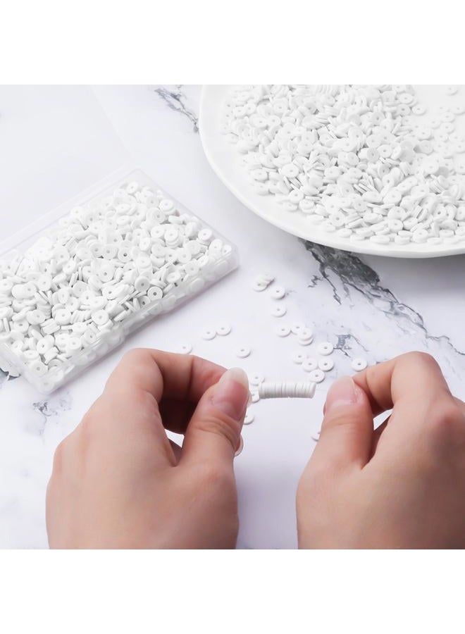 Hiswan 1000pcs Heishi Beads White Polymer Clay Beads for Jewelry Making Bracelets Necklace 6mm - Image 2