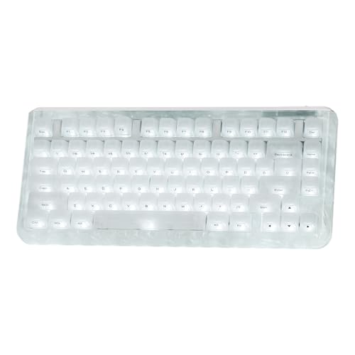 KiiBoom Jade75 75% Resin Molding Mechanical Keyboard, BT5.0/USB-C/2.4GHz Wireless Gaming Keyboard, QMK&VIA Programmable, RGB Backlits, Hot-Swappable, CNC+UV Case for Windows/Mac/Linux (White) - Image 1