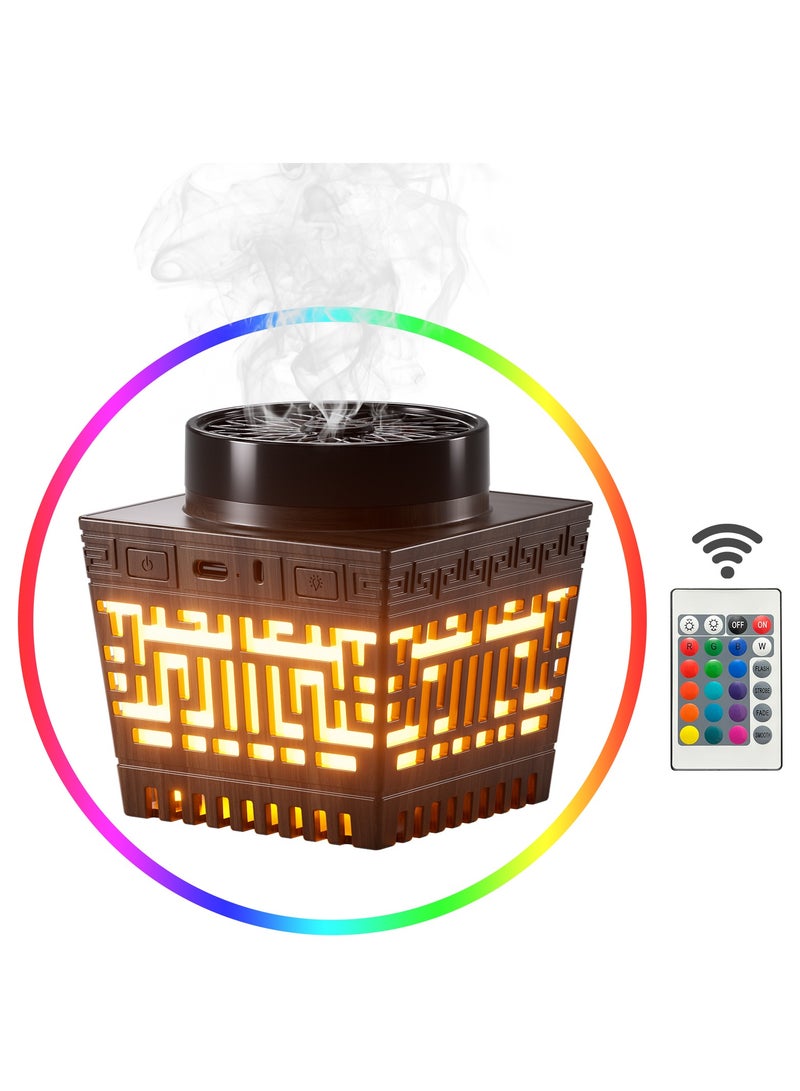 Loquat New Style - Hollow Design USB Type-C Electric Arabian Incense Burner Home Decoration with 16 Colored Lights Remote Control and Auto-Stop Bukhoor Incense Burner - Image 1