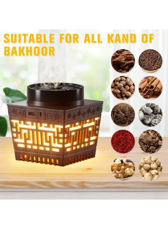 Loquat New Style - Hollow Design USB Type-C Electric Arabian Incense Burner Home Decoration with 16 Colored Lights Remote Control and Auto-Stop Bukhoor Incense Burner - Image 5