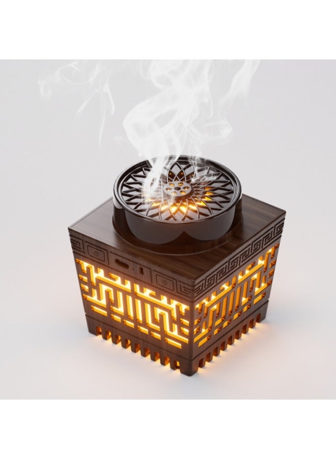 Loquat New Style - Hollow Design USB Type-C Electric Arabian Incense Burner Home Decoration with 16 Colored Lights Remote Control and Auto-Stop Bukhoor Incense Burner - Image 3