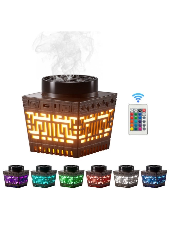 Loquat New Style - Hollow Design USB Type-C Electric Arabian Incense Burner Home Decoration with 16 Colored Lights Remote Control and Auto-Stop Bukhoor Incense Burner - Image 4