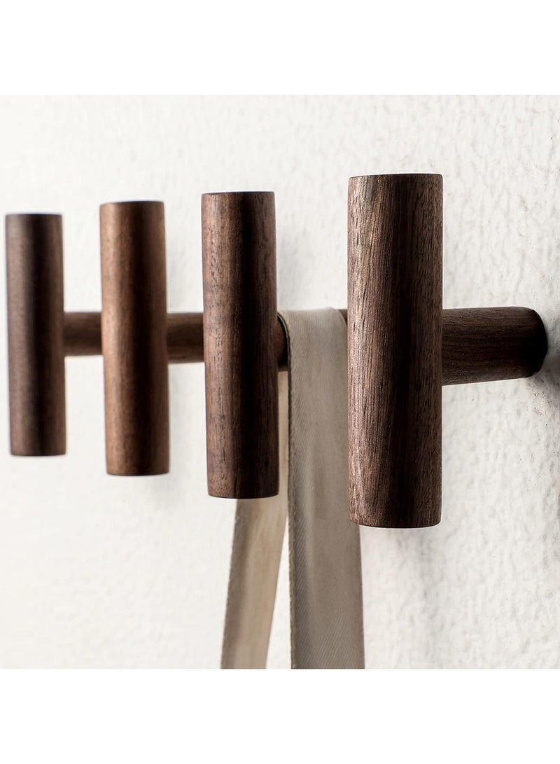 4Pack Walnut Coat Hooks, Wall Mounted Pegs Wooden Organizer Hangers Vintage Single Hooks Natural Wood Hangers Rustic Wall Pegs Minimalist Hook Design for Hanging Hat, Towel, Bag, Rope  - Image 1