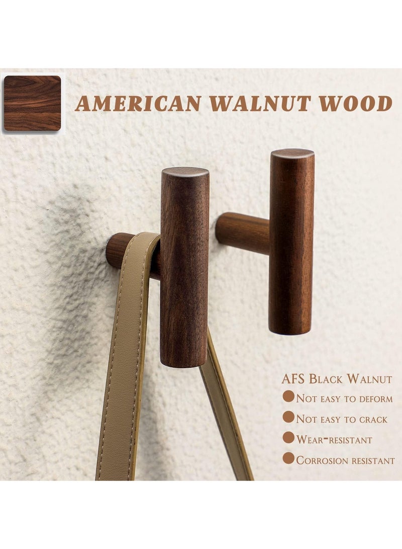 4Pack Walnut Coat Hooks, Wall Mounted Pegs Wooden Organizer Hangers Vintage Single Hooks Natural Wood Hangers Rustic Wall Pegs Minimalist Hook Design for Hanging Hat, Towel, Bag, Rope  - Image 2