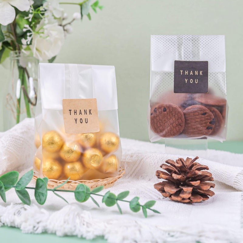 LOKQING Cellophane Treat Bags Cookie bags for Packaging Clear Gift Bag with Stickers for Cookies,Candy,Chocolates(Fog,9x3.3inch) - Image 2