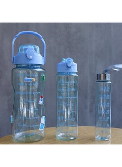 New Cross-border Sports Kettle Large Cup Set Small Cup Three-piece Set Four-piece Set Plastic Parent-child Outdoor Water Cup-Color:Blue-Capacity:800ml